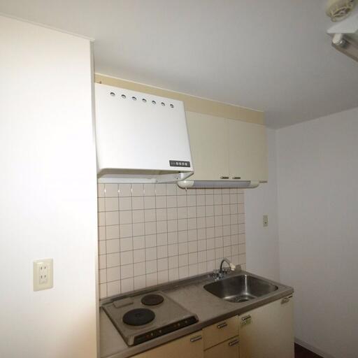 キッチン全体 1Kマンションに設置されているようなキッチンです